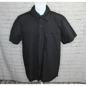 Scandia Woods Button Up Shirt Men's Medium Black White Hawaiian Dot Print Cotton